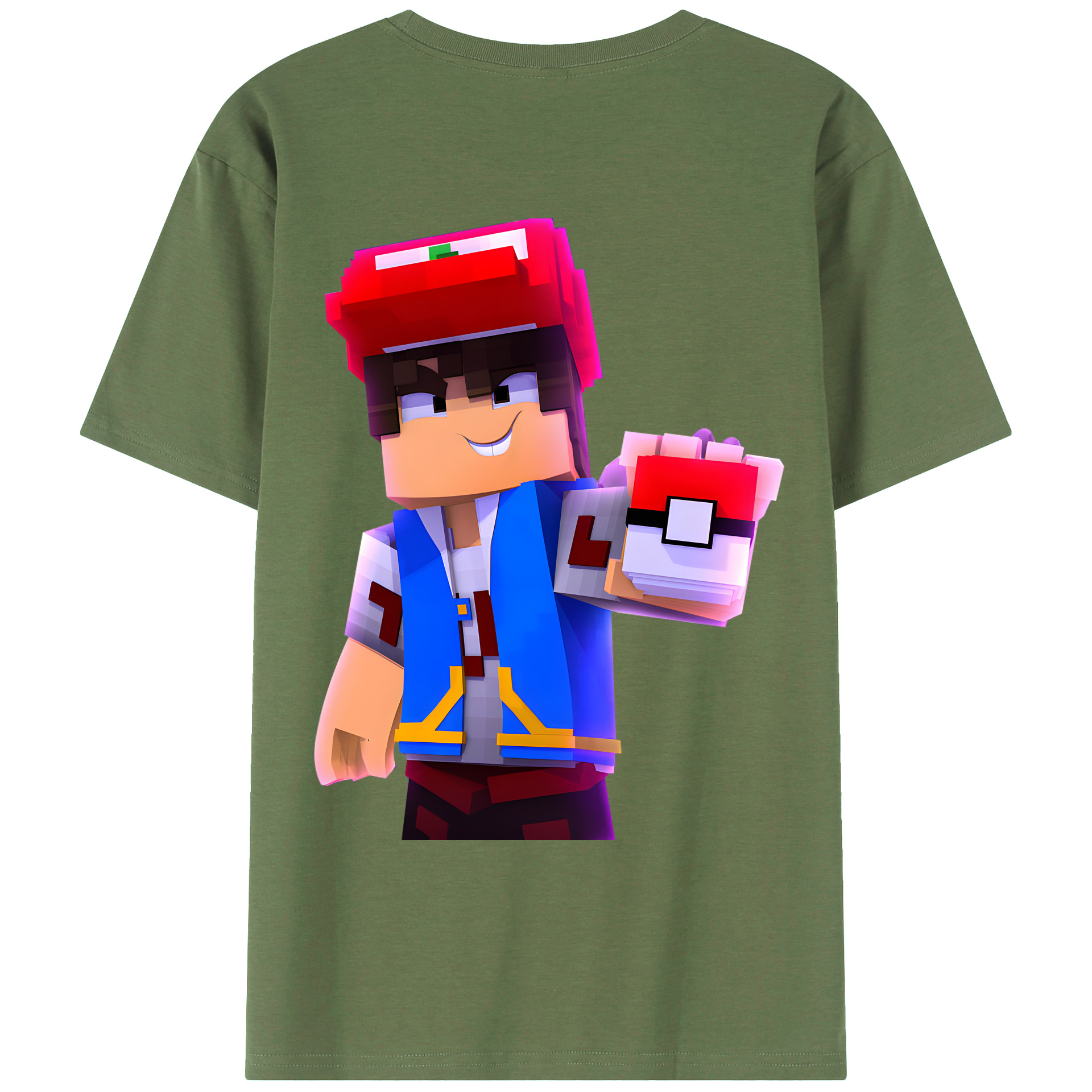 （画像用） マインクラフト ブロックの世界 Minecraft MC Block world 綿100％ メンズ半袖Tシャツ（バックプリント） 通気性